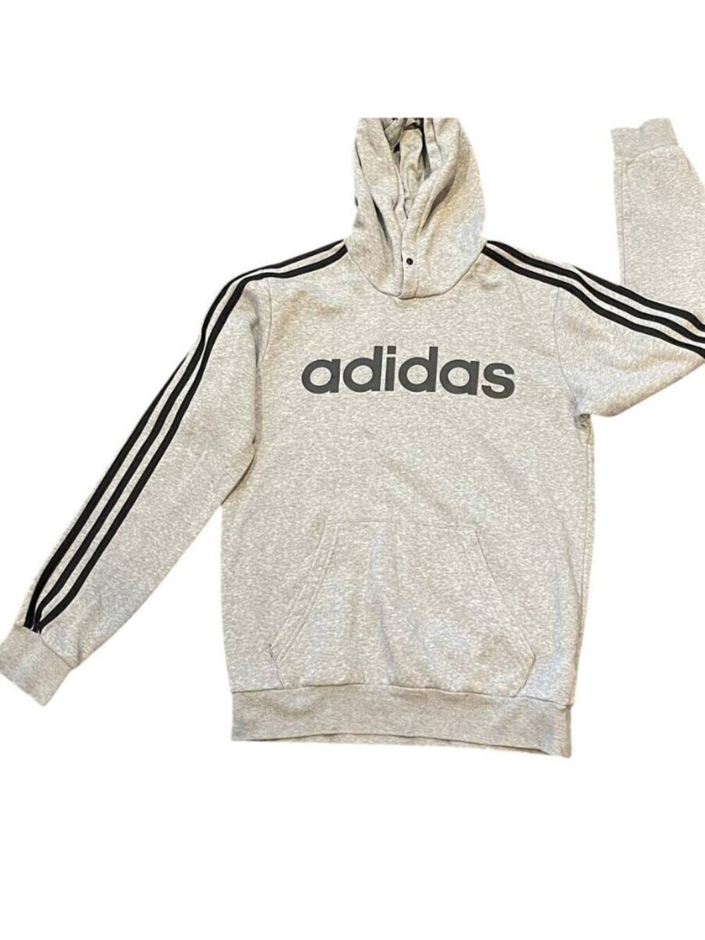 Adidas Hoodie Sweatshirt Classic Stripes Mens Size Small Gray and Black - Picture 8 of 8